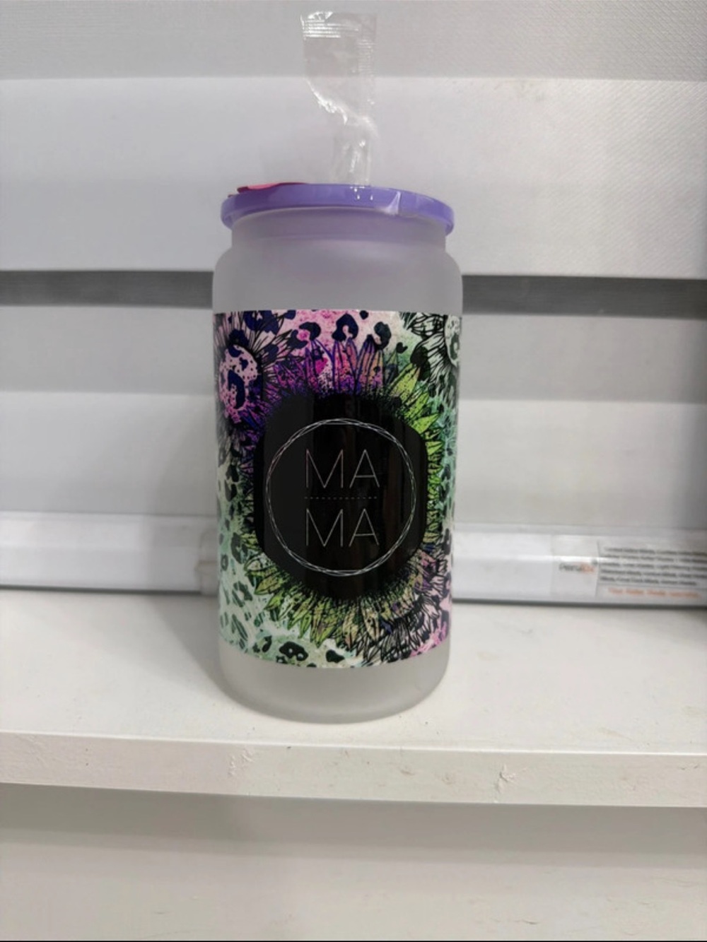Custom made 16oz frosted glass cup